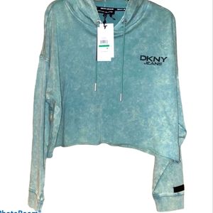 DKNY JEANS SWEATSHIRT SZE LARGE FADED GREEN